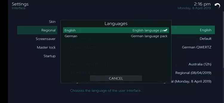 قم بتغيير اللغة من German الى English
