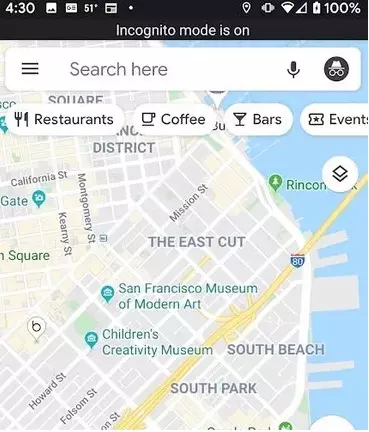 استخدام تطبيق خرائط جوجل بوضع الاستخدام الخفي