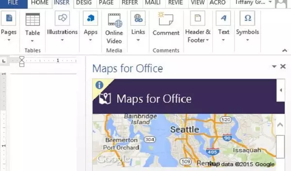 إضافة Maps for Office إضافة مميزة لبرنامج مايكروسوفت وورد
