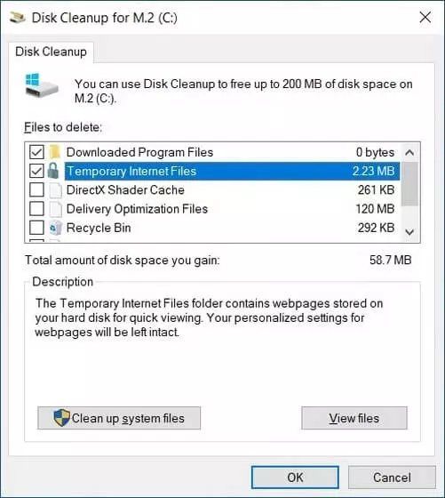 أداة تنظيف القرص Disk Cleanup 1