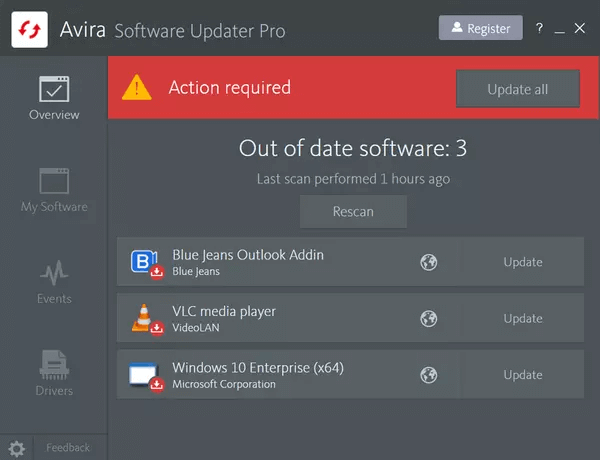 برنامج Avira Software Updater