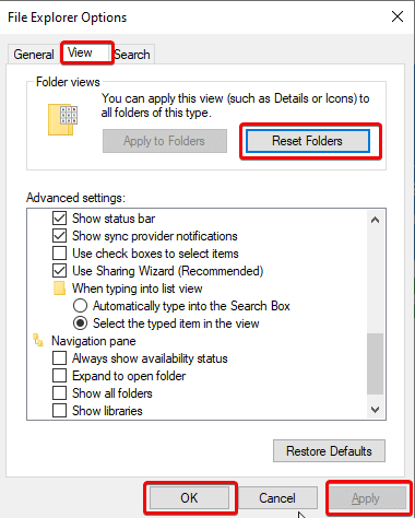 إعادة تعيين العرض الافتراضي لـ File Explorer 1