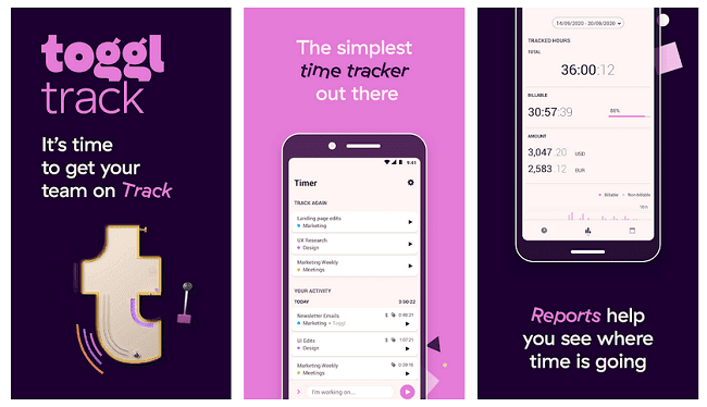 تطبيق time tracking Toggl