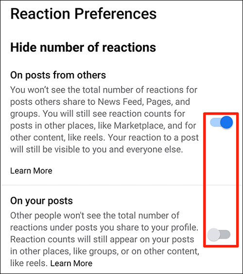 طريقة إخفاء عدد الإعجابات في تطبيق Facebook 5