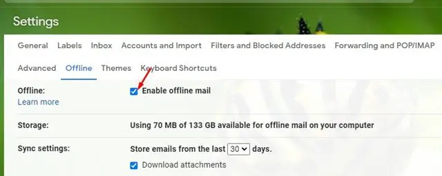 تصفح رسائل البريد الإلكتروني Gmail بدون انترنت 3 تصفح Gmail أوفلاين