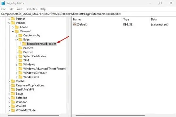 منع تثبيت الإضافات في متصفح Microsoft Edge 2