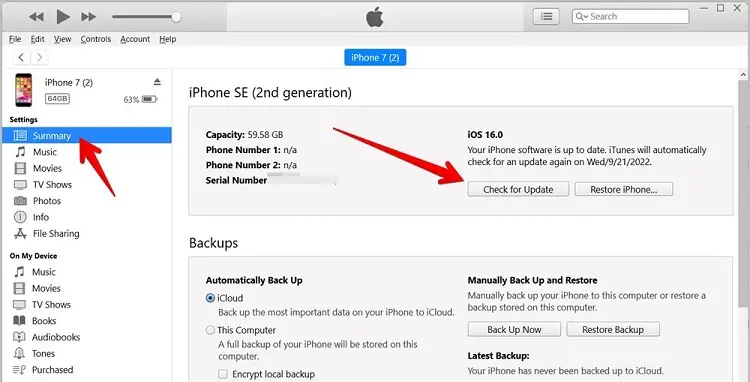 تنزيل تحديث iOS 16 من خلال الحاسوب