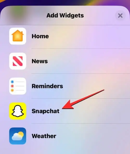 إضافة Widget خاص بتطبيق Snapchat 8