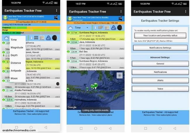 تطبيقات تتبع حركة الزلازل
