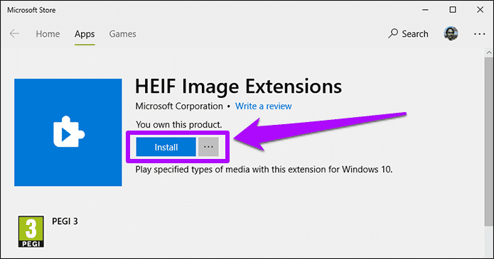 برنامج HEIF image extension