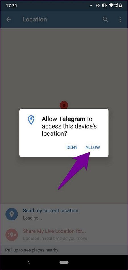 مشاركة الموقع الجغرافي في تطبيق تليجرام 2-min