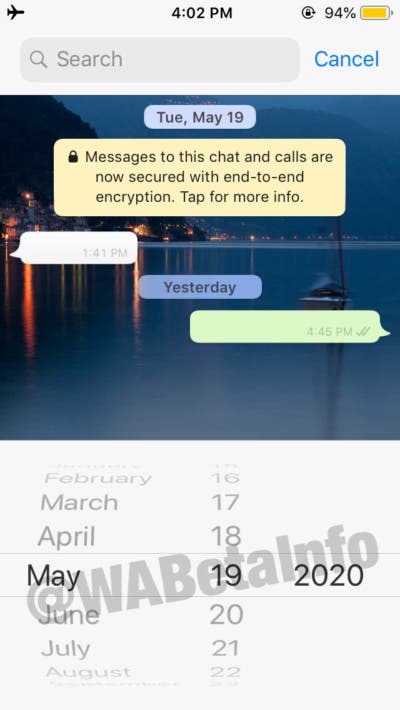 تحديث جديد لتطبيق WhatsApp يسمح لك بالبحث عن الرسائل حسب تاريخ معين