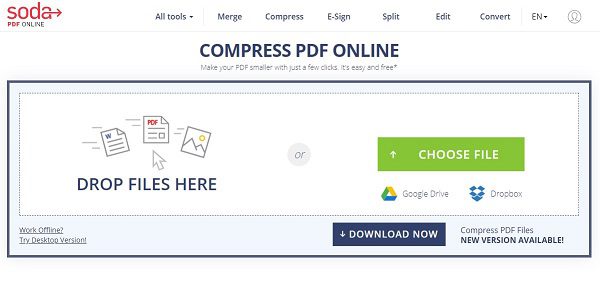 موقع SodaPDF تصغير حجم أي ملف PDF
