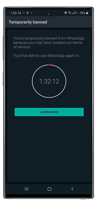 Temporarily Banned From WhatsApp