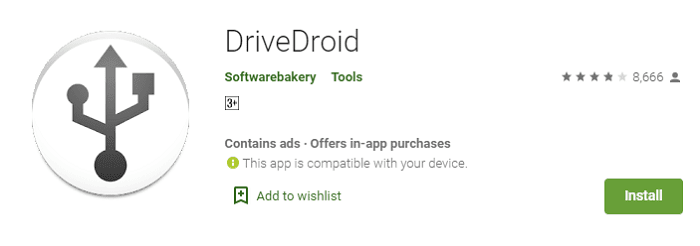 تثبيت تطبيق Drivedroid