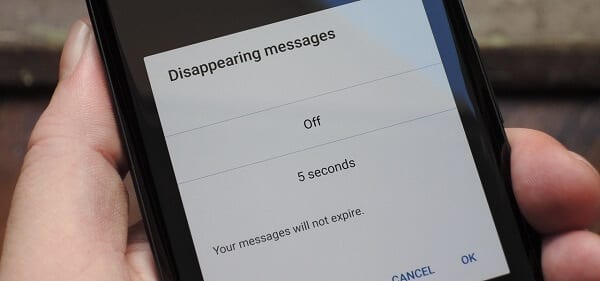 ميزة الرسائل ذاتية التدمير Disappearing Messages
