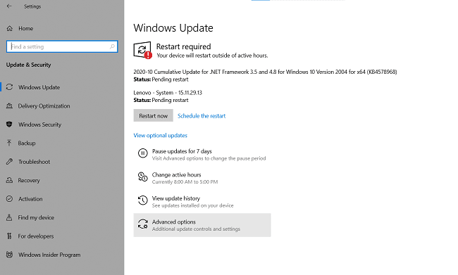 تثبيت أي تحديث لنظام Windows معلق لديك