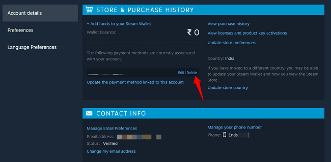 حذف حساب PayPal من Steam