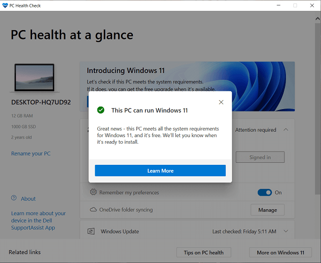 التحقق فيما إذا كان الحاسوب الخاص بي يدعم تثبيت ويندوز 11 أم لا 1