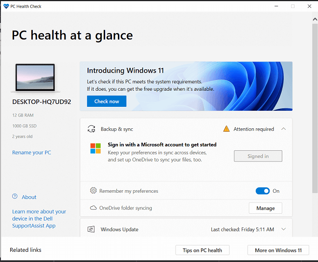 التحقق فيما إذا كان الحاسوب الخاص بي يدعم تثبيت ويندوز 11 أم لا