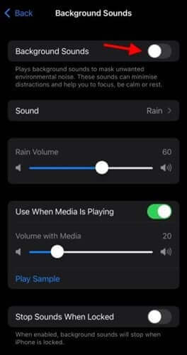 أصوات الخلفية في نظام iOS 15 4