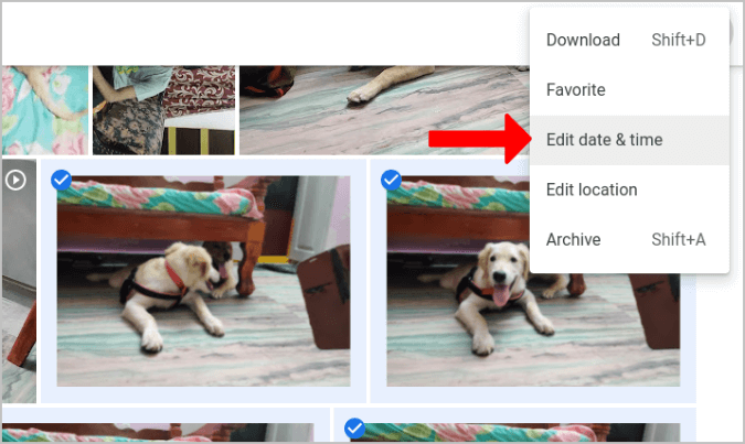 تغيير تاريخ ووقت الصور المتعددة في تطبيق الويب الخاص بصور Google 1