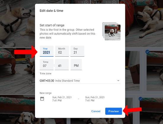 تغيير تاريخ ووقت الصور المتعددة في تطبيق الويب الخاص بصور Google 3