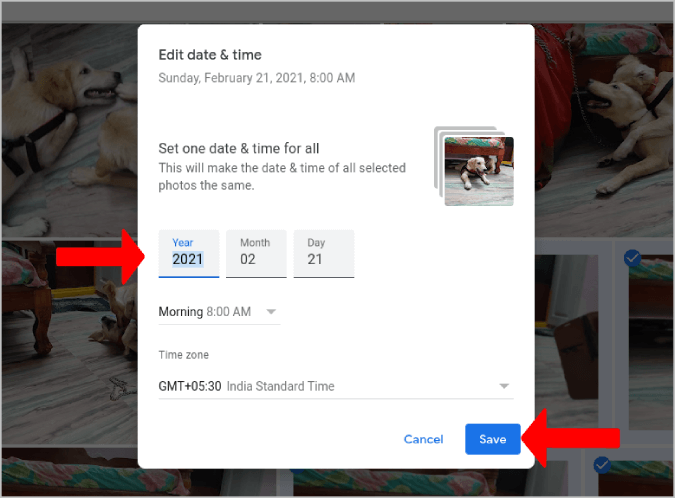 تغيير تاريخ ووقت الصور المتعددة في تطبيق الويب الخاص بصور Google 4