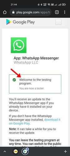 WhatsApp Beta 1