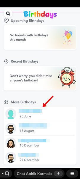معرفة تاريخ ميلاد أصدقاءك في تطبيق Snapchat