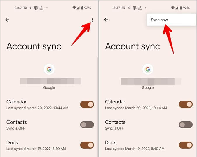 مزامنة جهات الاتصال من حساب جيميل إلى هاتف Android 2