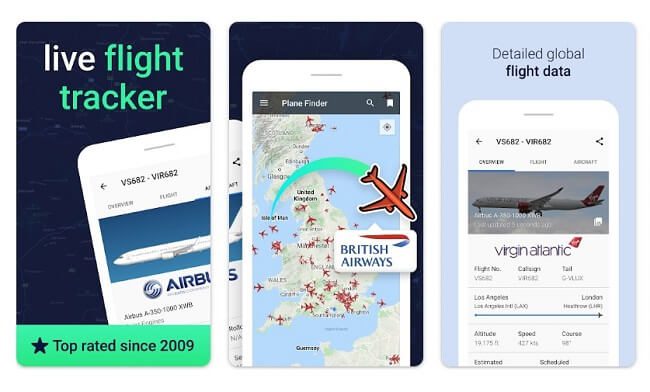 تطبيق Plane Finder تطبيقات تتبع حركة الطائرات
