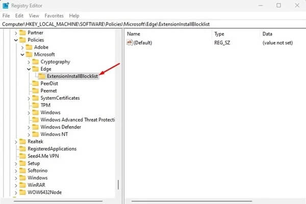 منع تثبيت الإضافات في متصفح Microsoft Edge 2
