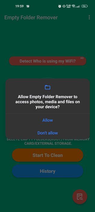 حذف الملفات الفارغة باستخدام تطبيق Empty Folder Cleaner