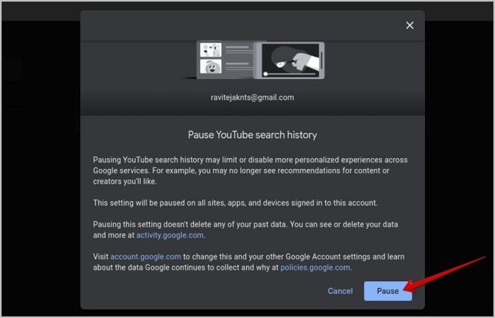 إيقاف سجل البحث والمشاهدة مؤقتًا في YouTube عبر الحاسوب